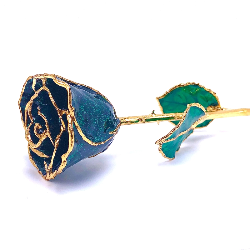 24K Gold Dipped Sparkle Emerald Rose